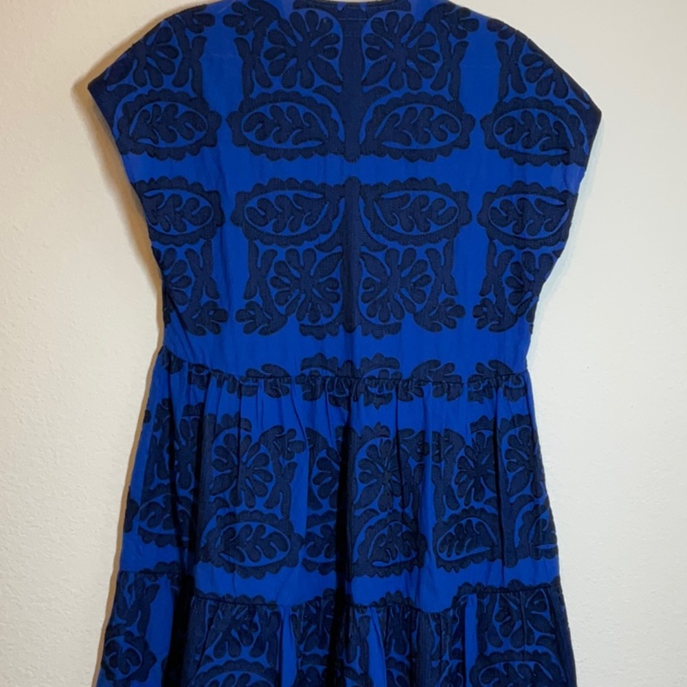 Zara Blue Black Embroidered V Neck Mini Dress XS - Picture 3 of 8